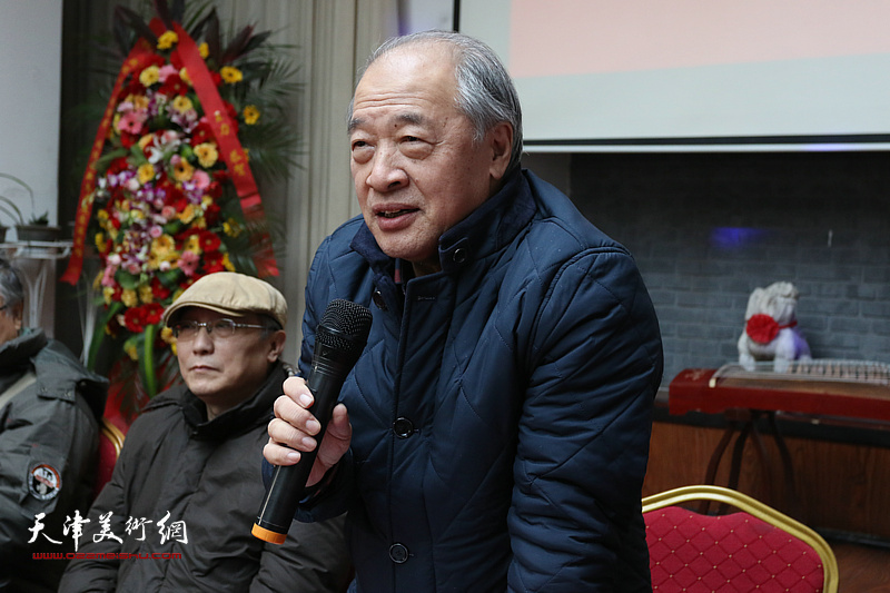 图为:中国美术家协会副主席、天津市美术家协会主席王书平致辞