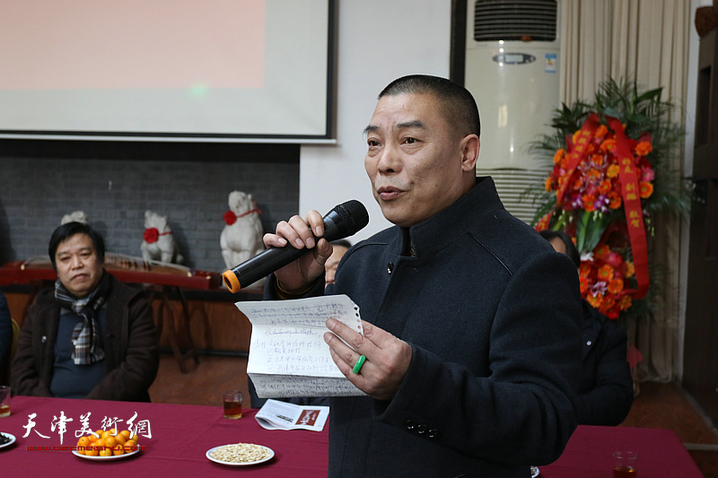 图为:古燕斋总经理马彪致辞